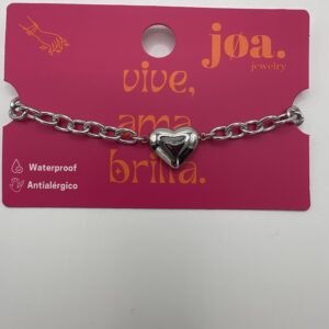 Pulsera CADENA CHUNKY CON CORAZON PLATA