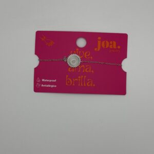 PULSERA SOL PIEDRA BLANCA PLATA