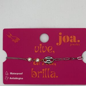 PULSERA CAFÉ Y PERLAS PLATA