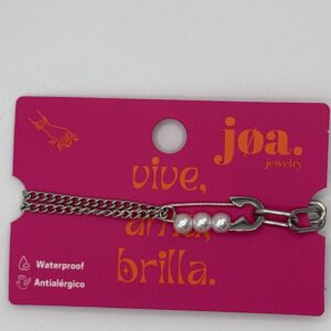 PULSERA IMPERDIBLE DE PERLAS PLATA