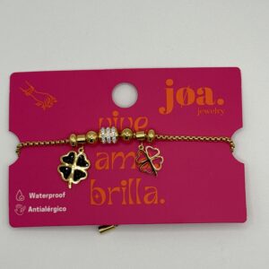 PULSERA CHARM CIRCONITA TRÉBOL 4 HOJAS ORO 18K